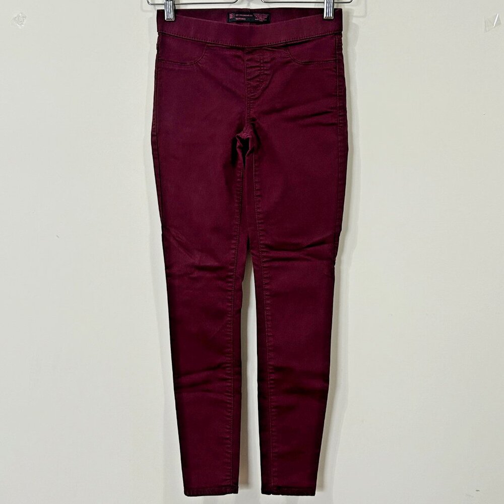 NO BOUNDARIES Skinny Pants XS/XCH(1) Wine Stretch Pull-On Low Rise